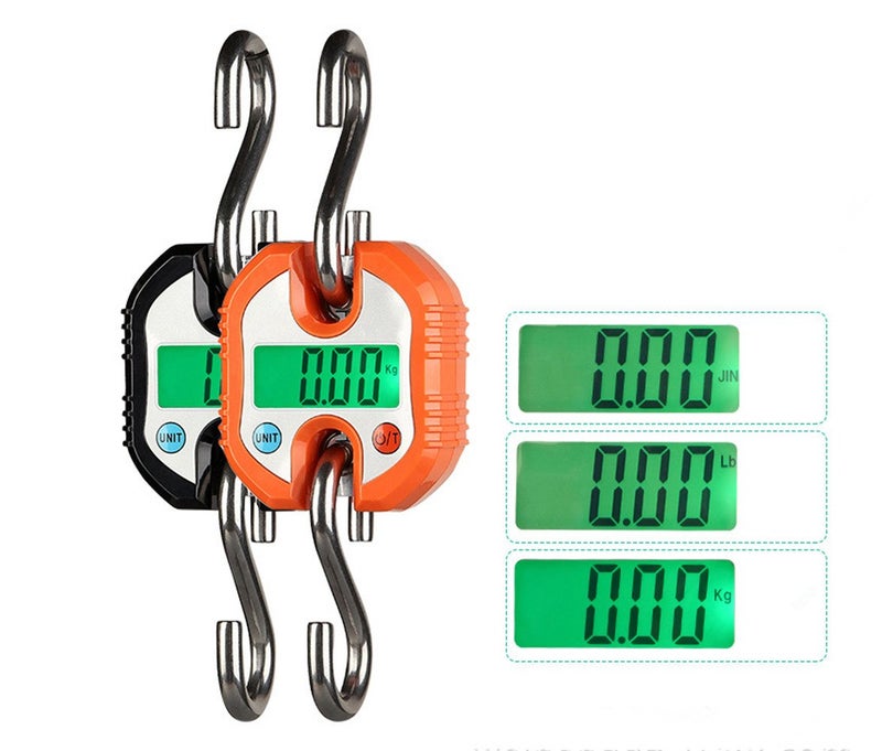 Klau Portable Digital Scale 150 kg / 300 lb Heavy Duty Crane Scale Hanging Scales LCD Display with Backlight for Home Farm Hunting Outdoor Orange - Image 4